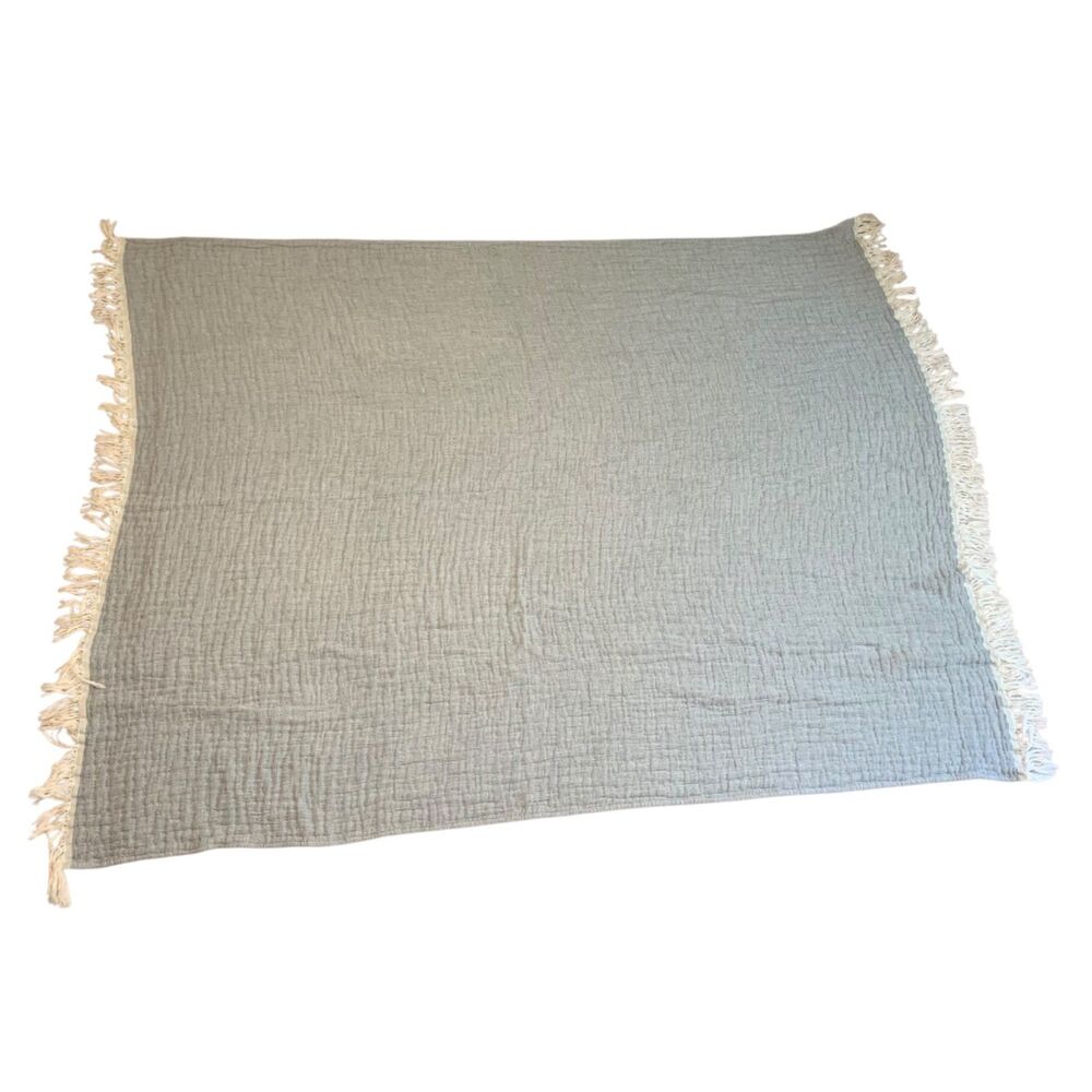 Texteis Penedo Blue Green 100% Cotton Crinkle Gauze Throw Blanket Portugal